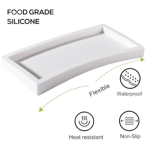 Bathroom Tray, Small Vanity Tray Silicone Soap Dish Sponge Holder Kitchen Sink Organizer Bathroom Accessories for Countertop, Toilet, Shower, 2 Pack, White - color: White, size: 2-Pack (7.9" x 4.0")