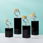Black Acrylic Jewelry Ring Display Stand 4 Piece Acrylic Jewelry Ring Display Stand Showcase(Black) - color: Black