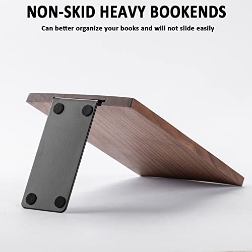 Muso Wood Handmade Walnut Book Ends, Non-Skid Bookends for Shelves, Large Sturdy Book Ends for Heavy Books, Decorative Book Shelf (3 Pairs) - size: 3 Pairs