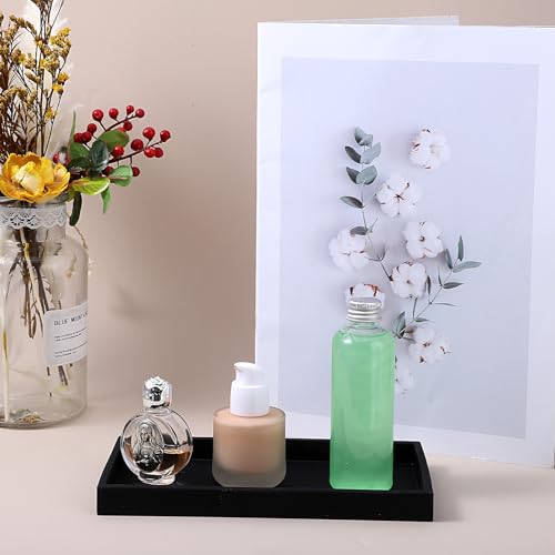 Bathroom Tray, 7.87" Small Silicone Bathroom Vanity Tray Holders Organizers Black Silicone Trays for Bathrooms Counter, Kitchen Soap Trays, Accessories Countertop