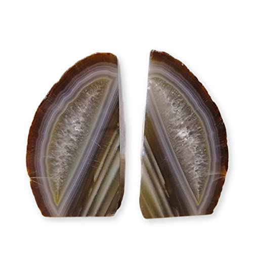Rock Bookends Natural Agate Bookend Decorative Book End Crystal Unique Home Decor for Shelves Heavy Book (1 Pair, 5-6 LBS) - color: Nature, size: 5-6LBS