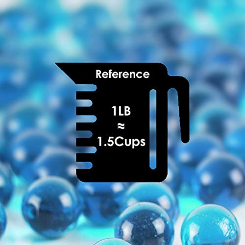 CYS EXCEL Light Blue Glass Marble Gemstone Vase Filler (1 LB) | Multiple Color Choices AquariumGlass Round Marble Beads | Decorative Mosaic Glass Gem Pebbles (Approx. 80-93 PCS) - color: Light Blue, size: 1 LB