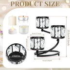 Metal 3 Arm Crystal Candle Holder - Tea Light Centerpiece Candle Holder, Votive Holder with Sparkling Crystal Bowl, Suitable for Wedding, Table Centerpiece, Home Decor (1, 3 arm-Black) - size: 3 arm-Black