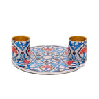 Yair Emanuel Flat Plate Candle Holders for Shabbat 4 Inch Vibrant Pattern Design Modern Judaica Gift (CSE-8 Tile Pattern) - color: Cse-8 Tile Pattern