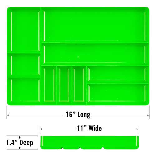 ERNST Tool Organizer Tray, Green, 10-Compartments, Storage, Garage, Workshop, Organization, Tools, Equipment, Heavy-Duty, Durable, Industrial, Workbench, Efficient Storage - Made in the USA - color: Green, size: 10-Compartments