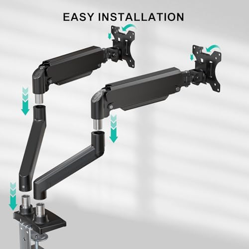 WALI Dual Monitor Stand for 13-32 inch Computer Screens, Dual Monitor Arms for 2 Monitors Holds up to 22 lbs, Height Adjustable Dual Monitors Mount, VESA 75x75/100x100mm (GSMP002N), Black - size: 13"-32", style: Dual Arms