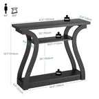 Wooden Console Table with Curved Legs and Shelf, 3-Tier Modern Accent Narrow Sofa Table for Entrance Area, Living Room, Hallway, 47 in Wide Wood Console Table for Entryway (Black) - color: Black