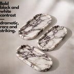 Calacatta Noir Marble Oval Bathroom Vanity Tray – 12”x6” Black Marble Tray for Countertop, Perfume & Jewelry Display | Solid 2cm Thick Luxury Stone Tray - color: Calacatta Noir