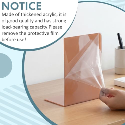 6 Pack Acrylic Bookends, Thickened Colorful Book Ends for Shelves, Assorted Colors, Stable Non-Slip Book Stoppers for Home Office Classroom Organization(Earth Tones) - color: Earth Tones
