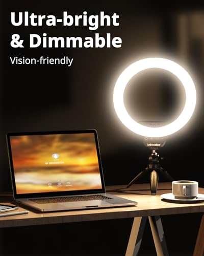 UBeesize 12" Desk Ring Light with Stand & Phone Holder - Adjustable Studio Light for Photography，Zoom Meetings, YouTube, TikTok, Live Streaming - style: Smart Touch Model