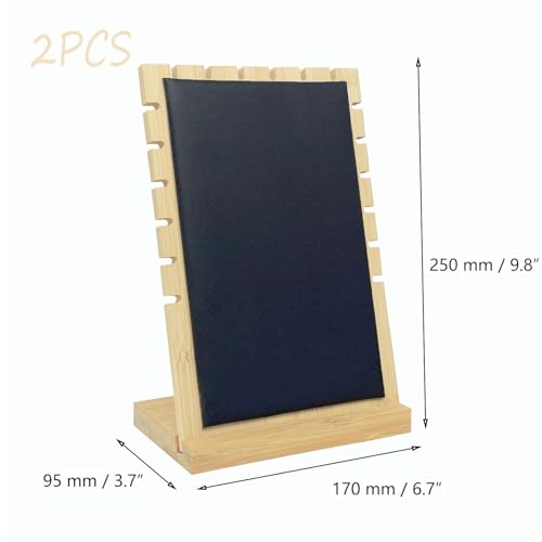 Necklace Jewelry Display Stand with Leather Soft Mat Bamboo Jewelry Stand Holder Organizer Jewelry Hanger Display for Necklaces - color: Black