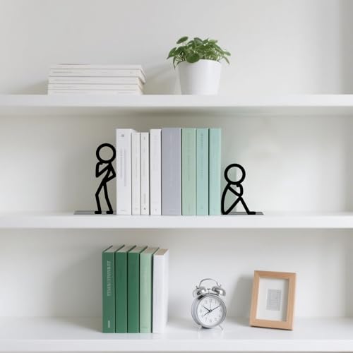Metal Bookends Thinker Bookends Decorative Cute Book Ends for Shelves Bookshelf Home Office Desk Reading Decor Bookshelf Decor for Book Lovers Gift - style: Thinker Decorative Bookends