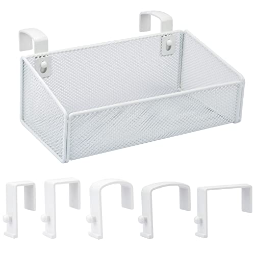 Bedside Caddy Hanging Storage Basket Beside Shelf Metal Organizer for Collage Dorm Bunk Bed,Hospital Bed,Baby Bed - Bedroom Essentials for Magazine,Remote Control,Phone,Drinks (White) - color: White