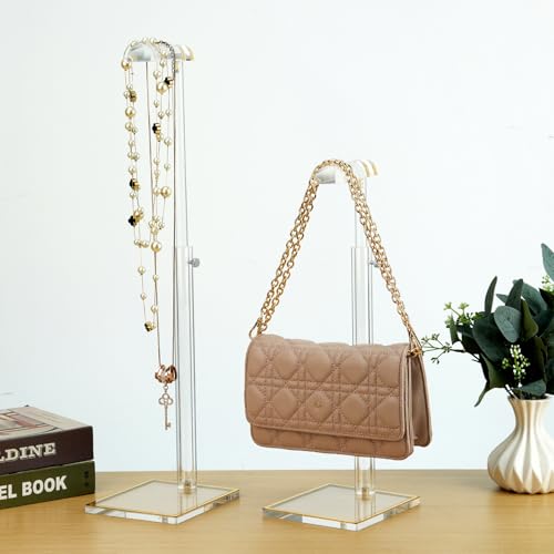 Acrylic Purse Stands for Display, 3 Pack 14" to 24" Adjustable Height Clear Purse Holder Stand, Counter Bags Hanging Organizer Handbag Rack for Closet Retail Vendor Commercial Store - size: 3-Pack, L (13.5"-24")