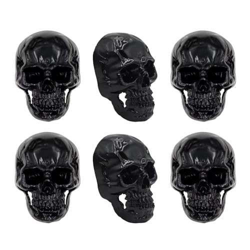 rhinocats 6pcs Skull Fridge Magnets,Locker Accessories,Halloween Funny Goth Decorative Magnets for Home Kitchen Office Whiteboard (Black) - color: Black Skull 6-pack