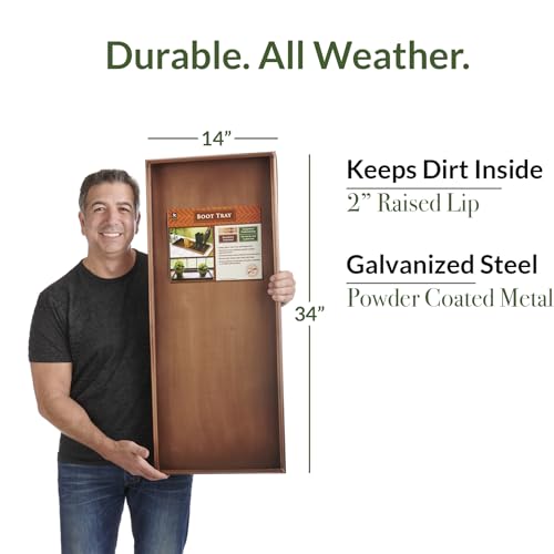Good Directions Large Boot Tray, Classic Multi-Purpose All Weather Decorative Boot Tray, Shoes, Plants, Garage, Patio Door, Pet Bowls, 34 inch Entry Indoor Shoe Tray, Brown Copper Finish - color: Dark Copper