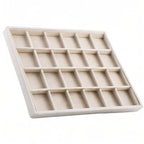 Oirlv Stackable Linen Jewelry Tray Adjustable 24 Grid Jewelry Storage Case for Drawer or Showcase - size: 24 Grids