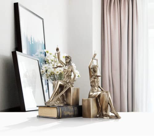Thxsoon Lady Justice Statue Decorative Bookends Sculpture for Home and Office Decor, Perfect for Lawyers and Law Students - 10 x 5 x 4 inch (26 x 13 x 11cm)