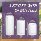 24Pcs Glass Cylinder Vases, Clear Ribbed Bud Vases for Centerpieces Weeding Decoration, Tall Clear Flower Vases in Bulk for Table Shelf, Party(Ribbed)