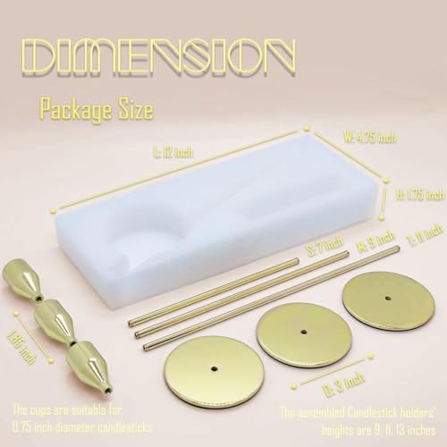 3Pcs Lemon Gold Candlestick Holders Set Fit 3/4" Tall Taper Candle Home Decorative Table Centerpieces for Family Dinning, Party Decoration - color: Lemon Gold, size: 3 set