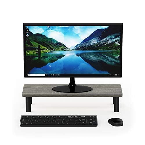 Furinno Turn-N-Tube Monitor Riser Stand, French Oak Grey/Black - color: French Oak/Black, size: 23.6 x 9.3 in. Rectangle