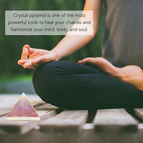 Amazing Gemstone Angel Aura Quartz Pyramid Crystal Healing Stones - 2" Great Pyramid Figurine of Natural Stone Pyramid for Meditation, Reiki, Chakra Balancing and Crystal Pyramids Grid - color: Angel Aura Quartz