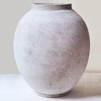Large Textured White Ceramic Pottery Vase - 9.6'' Tall Rustic Farmhouse Round Vases for Home Decor, Big Decorative Terracotta Vase for Living Room, Fireplace, Table, Shelf - style: Modern Farmhouse Barn