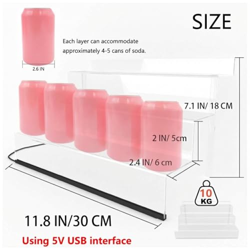 12 IN Clear Acrylic Display Riser Shelf with LED light,3 Tier Display Step Shelves Holder, Perfume Cologne Organizer Holder,Pops Toys Figures, Clear Cupcake Riser, Dessert Shelf, Decoration on - color: Clear