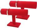 ChezMax Necklace Jewelry Display Jewelry Stand Hovering T-Bar Bracelet Holder for Home Organization - color: C-Red Velvet-2PCS