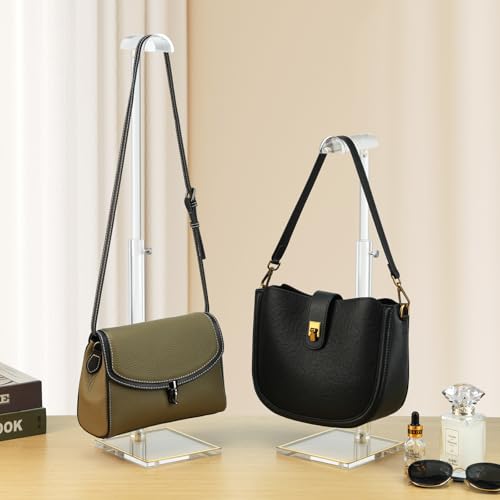 Acrylic Purse Stands for Display, 3 Pack 14" to 24" Adjustable Height Clear Purse Holder Stand, Counter Bags Hanging Organizer Handbag Rack for Closet Retail Vendor Commercial Store - size: 3-Pack, L (13.5"-24")