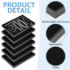 Rainmae 6 Pcs Velvet Stackable Jewelry Tray Showcase Display, Jewelry Organizer Trays for Drawers and Countertop, Black Empty Plates for Necklace, Ring, Bracelet, and Earring Storage Display