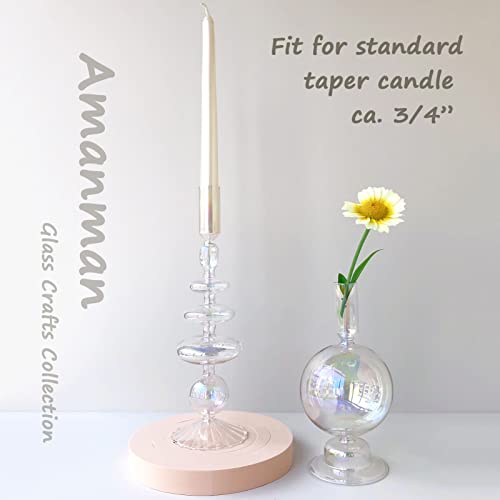 Candle Stick Candle Holder, Glass Candle Holders for Table Centerpiece, Modern Style Iridescent Candle Holder Mixed 4pcs - color: Iridescent