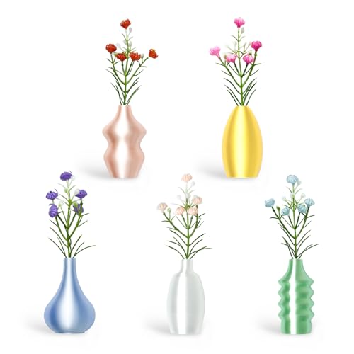 5PCS Magnetic Mini Vase Set, Adorable Tiny Flower Pot Magnets for Fridge Office Locker, Funny Bud Vases for Refrigerator Decor, Cute Kitchen Accessories, Unique Gift for Plant Lovers - color: Mini Vase Magnets Pastel
