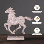 Dynamic Running Horse Resin Sculpture | 14.57 inch Handmade Resin Art Statue for Modern Home Decoration