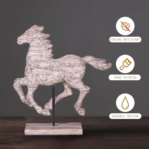 Dynamic Running Horse Resin Sculpture | 14.57 inch Handmade Resin Art Statue for Modern Home Decoration