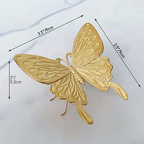Gold Butterfly Sculpture - Solid Metal Insect Ornament - Mini Butterfly Figurine for Home, Office, Garden & Desktop Decor - style: Butterfly-Type B