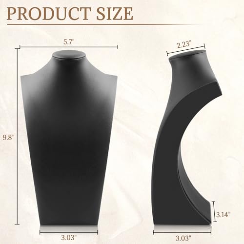 Homeanda Necklace Display Bust - PU Leather Jewelry Bust Stand for Photography, Boutique Display, and Home Organisation(Black-9.8"x5.7") - color: Black, size: 9.8"x5.7"