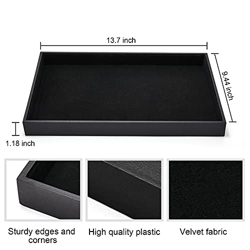 2Pcs Black Velvet Stackable Jewelry Tray Showcase Display Earring Necklace Bracelet Rings Organizer…