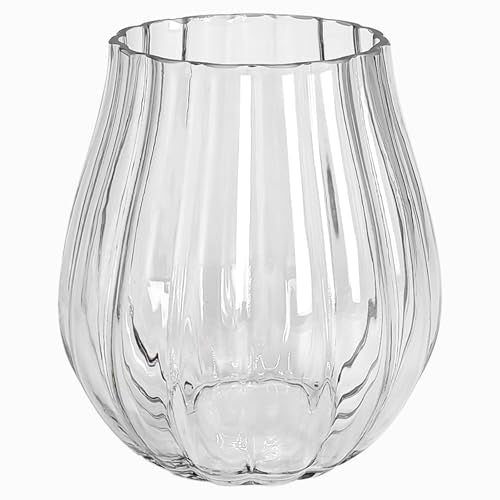 Flower-Shaped Wide Mouth Glass Vase - 6.7" Tall Transparent Vase, Ideal for Fresh Flowers/Floating Tealights, Home Display (Living Room/Bedroom), Wedding Centerpieces & Holiday Decor - color: Clear, size: 05