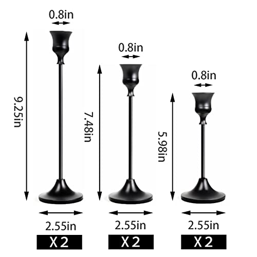 NLBTW Set of 6 Black Candle Holders for Taper, Vintage Candlestick Holder Decorative Metal Candle Sticks Home Decor Centerpieces for Table Mantel Festive Decorations - color: Black, size: 2 sets (6 pcs)