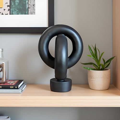 12" Modern Abstract Ring Decorative Sculpture, Knot Sculptures,Home Decor,Coffee Table Statues,Dining Living Room Desk Decor,Black - color: 12" Black