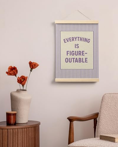 FGFK Everything Is Figureoutable Positive Affirmations Wall Art Poster Hanger Frame, Retro Purple Inspirational Canvas Prints Framed Wall Decor for Office Classroom Home Bedroom, 12x16 Inch - color: Retro Purple