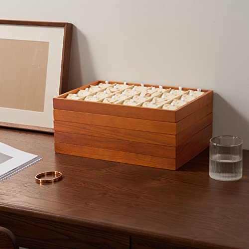 Oirlv 8 Line Wood Ring Storage Tray Jewelry Drawer Organizer Showcase Ring Earrings Display Holder(Creamy-white) - color: Creamy-white ring tray