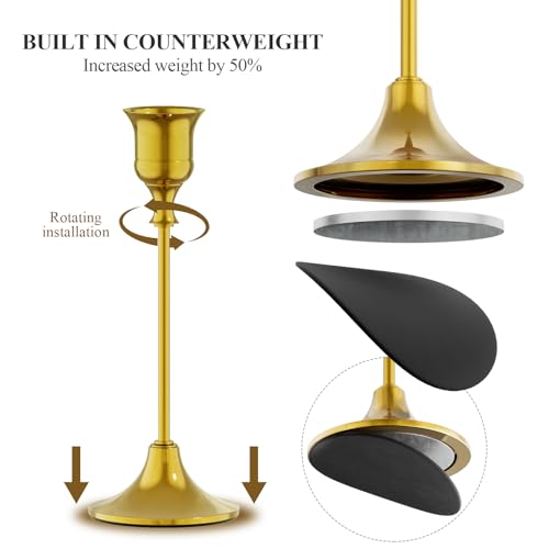 FSyueyun Gold Candle Holders Set of 6, Elegant Metal Candlestick Holders for Vintage Taper Candle Holders, Perfect for Table Centerpieces, Fireplace Mantels, Home Decor, Weddings and Party Decorations - color: Gold, size: Set of 6