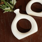 Ajuny Donut Vase Set of 2 – White Ceramic Modern Vases for Flowers, Pampas Grass, Centerpieces | Boho Table Decor for Living Room, Wedding, Kitchen, TV Stand, Office, Shelf, Mantle - style: Hollow-Circle-Vase