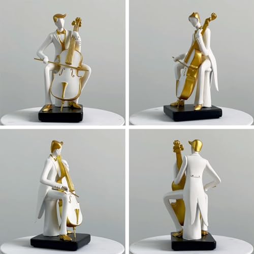 HAUCOZE Music Decor Musician Statue Cello Sculpture Figurine Music Lovers Gift for Studio Living Room Office 10 Inch