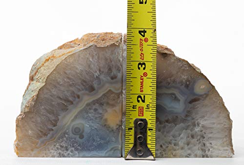 Agate Bookend with Rubber Bumpers Plus Includes Bonus Minerals (3.5-6 lb, Natural) - color: Natural, size: 3.5 - 6 lb