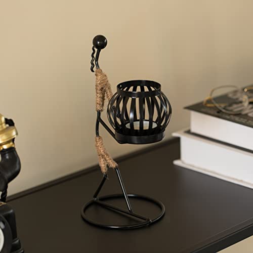 Wire Figure Candle Holder Decorative Modern Tea Light Lantern Tabletop Centerpiece Candle Stand, Front Carry - color: Front Carry