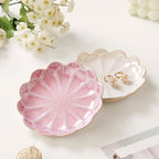 Lotus Ring Holder Dish Small Indoor Ash Tray, Ceramic Dessert Plate Trinket Jewelry Holder Organizing Necklace Earrings for Parents Friends Sister, Pink. All Jewelries Are NOT Included. - color: Pink-Round