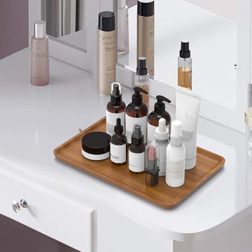 XZHXFX Bamboo Vanity Tray, Decorative Tray for Counter, Coffee Table, Kitchen, Bedroom (Small) - size: 11.8" x 7.9" x 0.6"